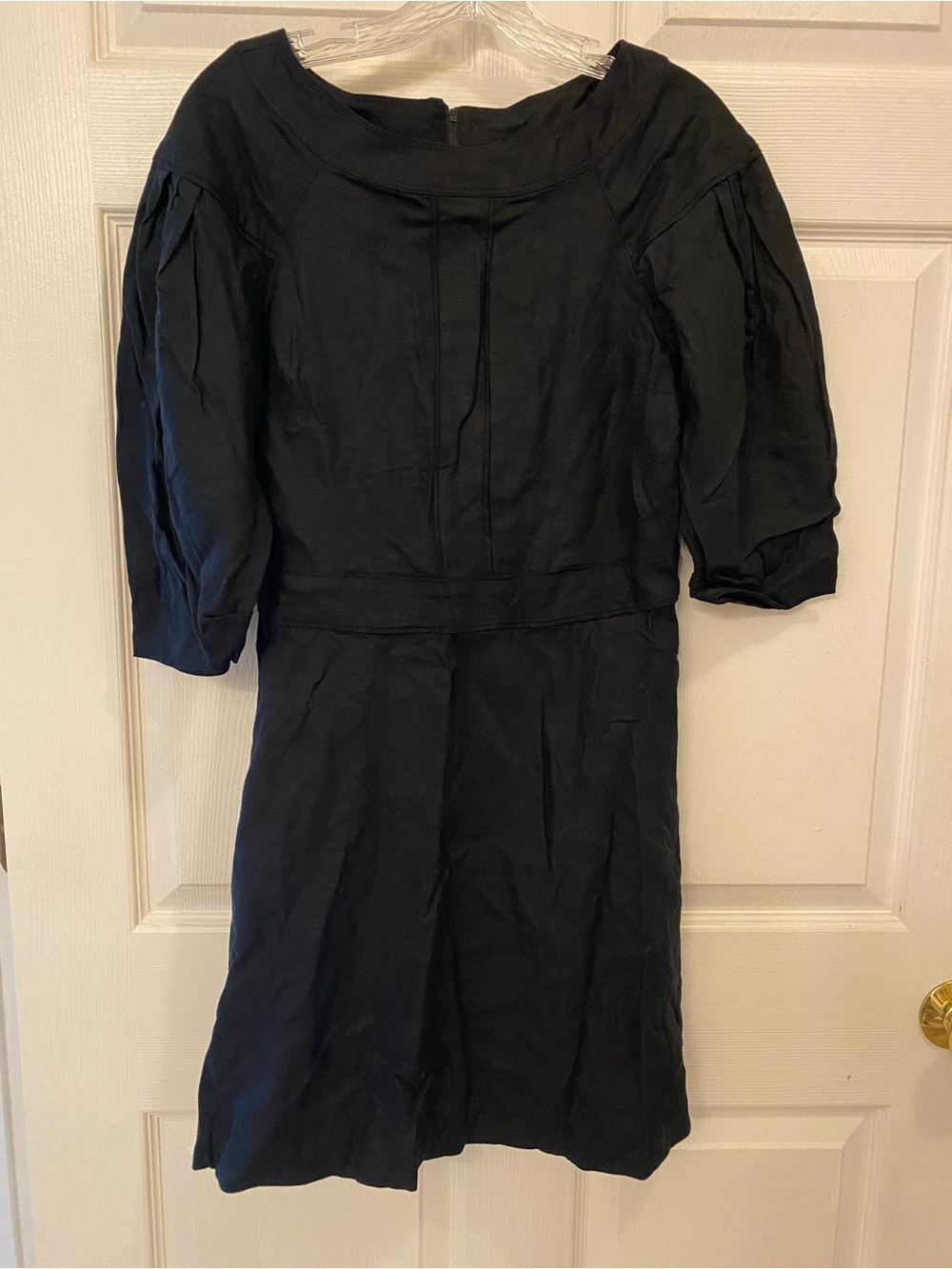 Banana Republic Black Midi Dress with Short Puff Sleeves